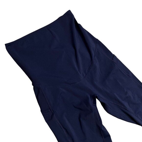 Poshdivah‎ Leggings Women’s M Navy Blue Maternity Yoga Lounge 25” Over The Belly - Picture 9 of 10
